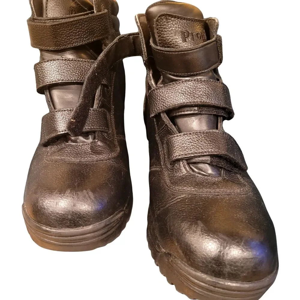 Men's Propet Size 11 Waterproof Leather Velcro Closure Boots Rubber Sole